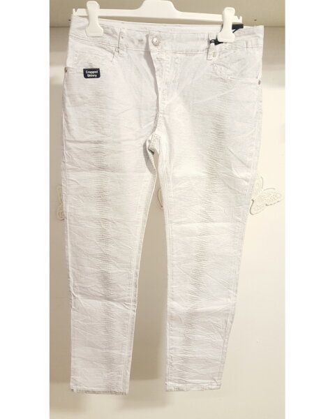 Blue Monkey Jeans Sissi 1491 Weiß/ Silber/ Cropped Skinny